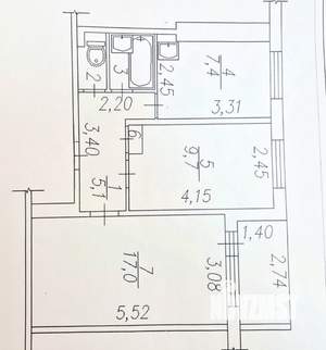 2-к квартира, вторичка, 43м2, 6/9 этаж