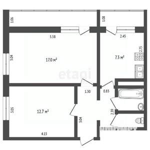 2-к квартира, вторичка, 46м2, 12/12 этаж