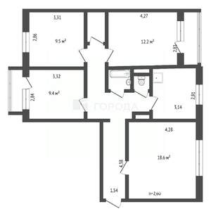 2-к квартира, вторичка, 57м2, 4/10 этаж