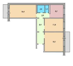3-к квартира, вторичка, 70м2, 8/1 этаж