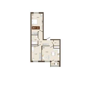 2-к квартира, вторичка, 67м2, 9/16 этаж