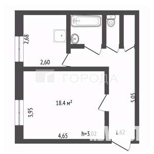 1-к квартира, вторичка, 41м2, 2/5 этаж