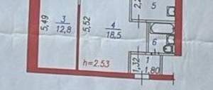 2-к квартира, вторичка, 42м2, 1/5 этаж