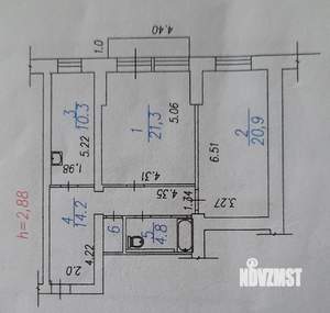 2-к квартира, вторичка, 72м2, 3/6 этаж