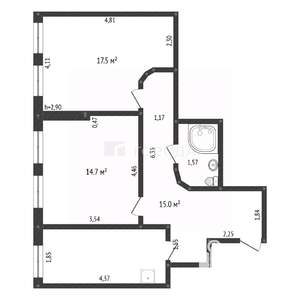 2-к квартира, вторичка, 59м2, 5/6 этаж