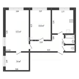 3-к квартира, вторичка, 57м2, 1/9 этаж