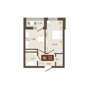 1-к квартира, строящийся дом, 33м2, 10/16 этаж