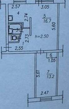 2-к квартира, вторичка, 45м2, 4/5 этаж