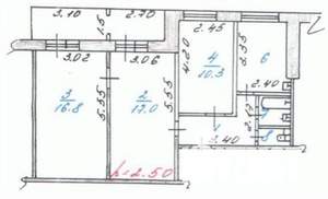 3-к квартира, вторичка, 64м2, 1/9 этаж