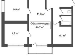 3-к квартира, вторичка, 47м2, 4/5 этаж