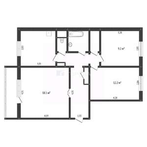 3-к квартира, вторичка, 65м2, 6/10 этаж