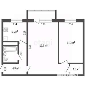 2-к квартира, вторичка, 45м2, 5/5 этаж