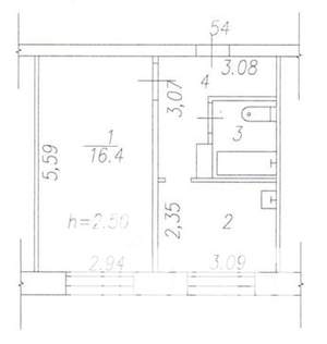 1-к квартира, вторичка, 33м2, 2/5 этаж