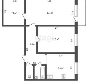 3-к квартира, вторичка, 57м2, 3/9 этаж