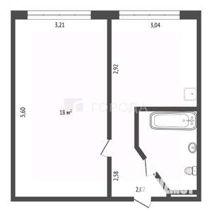 1-к квартира, вторичка, 36м2, 2/5 этаж