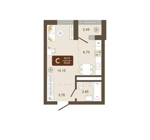 Студия квартира, вторичка, 30м2, 5/16 этаж