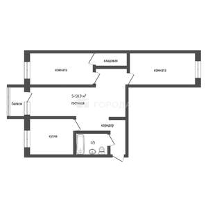3-к квартира, вторичка, 59м2, 5/5 этаж