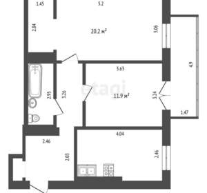 2-к квартира, вторичка, 59м2, 3/6 этаж