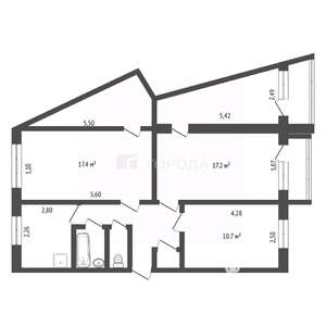 3-к квартира, вторичка, 68м2, 2/5 этаж