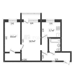 2-к квартира, вторичка, 46м2, 2/3 этаж