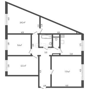 4-к квартира, вторичка, 85м2, 1/9 этаж