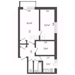 3-к квартира, вторичка, 52м2, 3/5 этаж