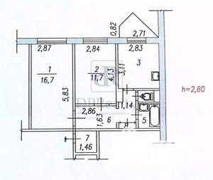 2-к квартира, вторичка, 50м2, 8/9 этаж