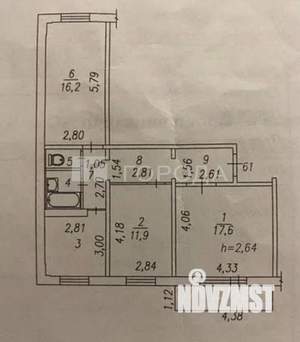 3-к квартира, вторичка, 69м2, 9/10 этаж