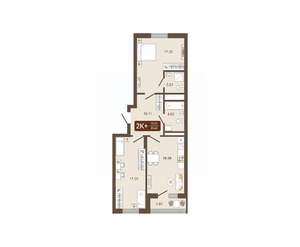 2-к квартира, вторичка, 71м2, 3/16 этаж