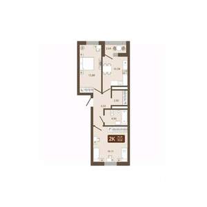 2-к квартира, вторичка, 55м2, 3/16 этаж