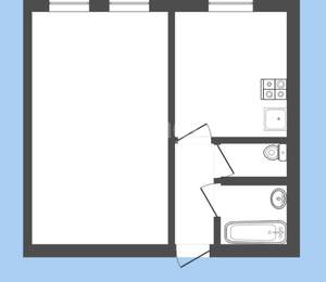 1-к квартира, вторичка, 38м2, 1/5 этаж