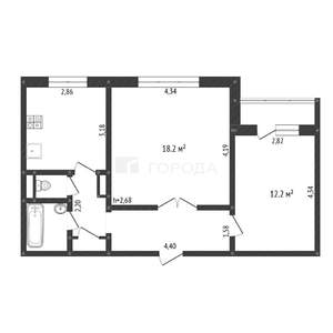 2-к квартира, вторичка, 53м2, 3/9 этаж