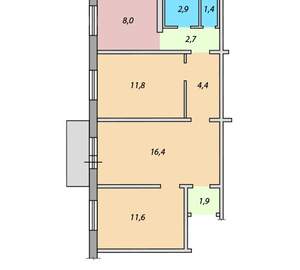 3-к квартира, вторичка, 61м2, 4/1 этаж