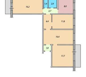 4-к квартира, вторичка, 83м2, 6/1 этаж