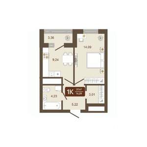 1-к квартира, вторичка, 37м2, 15/16 этаж