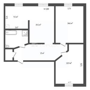 3-к квартира, вторичка, 76м2, 4/5 этаж