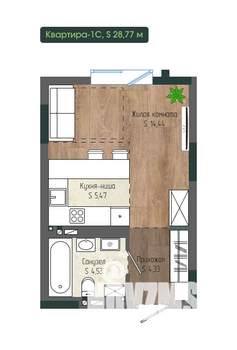 1-к квартира, вторичка, 29м2, 2/12 этаж