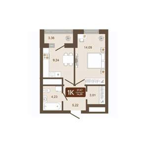 1-к квартира, вторичка, 37м2, 15/16 этаж