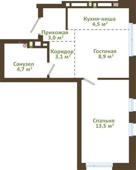 2-к квартира, вторичка, 38м2, 2/15 этаж