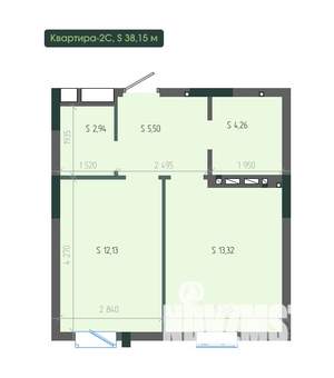 2-к квартира, вторичка, 38м2, 2/12 этаж