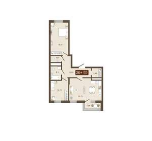 2-к квартира, вторичка, 69м2, 3/16 этаж