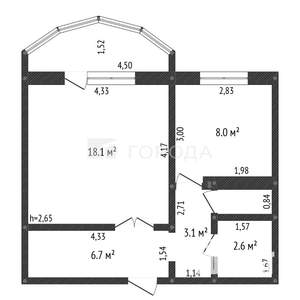 1-к квартира, вторичка, 40м2, 4/10 этаж