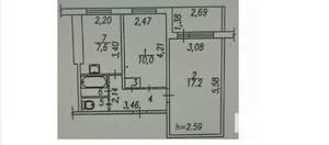 2-к квартира, вторичка, 44м2, 1/10 этаж