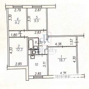 4-к квартира, вторичка, 78м2, 1/9 этаж