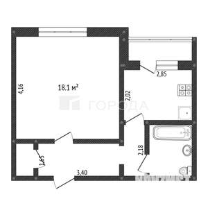 1-к квартира, вторичка, 37м2, 6/9 этаж