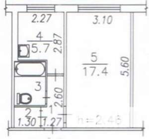 1-к квартира, вторичка, 30м2, 1/5 этаж