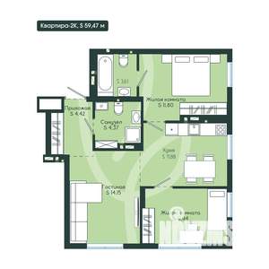 3-к квартира, вторичка, 59м2, 9/12 этаж