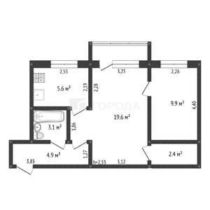2-к квартира, вторичка, 46м2, 2/3 этаж