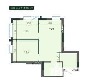 2-к квартира, вторичка, 47м2, 6/12 этаж