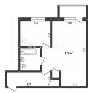 1-к квартира, вторичка, 32м2, 3/5 этаж